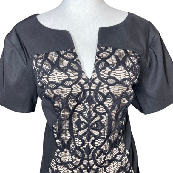 Dress Barn Collection Black Cream Lace Embroidered Sheath Dress Plus Size 20 - Picture 2 of 8